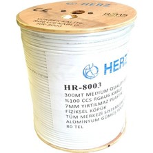 Herz HR-8003 RG6 U6 Uydu Anten Kablosu 80 Tel 300 m - Beyaz