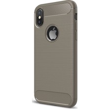 Microcase Apple iPhone X Brushed Carbon Fiber Silikon Kılıf + Tempered Ekran Koruyucu Cam