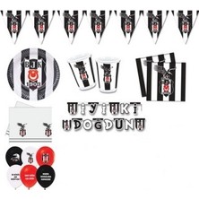 Balonpark Beşiktaş 8 Kişilik 7 Parça Doğum Günü Set Mini Siyah Beyaz