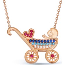 Argentum Concept Zirkon Taşlı Gümüş Bebek Arabası Kolye