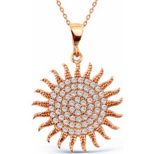 Argentum Concept Zirkon Taşlı Gümüş Rose Güneş Kolye