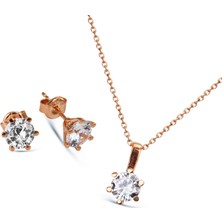 Argentum Concept Gümüş Rose Tek Taş Set S014902