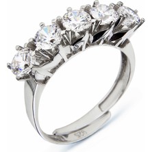 Argentum Concept Zirkon Beş Taşlı Gümüş Ayarlanabilir Yüzük Y007501