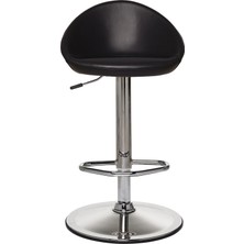 Seduna Leslie Bar Taburesi - Siyah Deri - Bar Koltuğu - Tabure