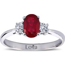 Lova Pırlantalı Oval Yakut Yüzük 1020226