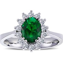 Lova Pırlantalı Oval Zümrüt Anturaj Yüzük 1020234