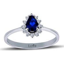 Lova Pırlantalı Damla Safir Anturaj Yüzük 1020241