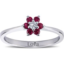 Lova Pırlantalı Yakut Papatya Yüzük 1020244
