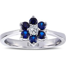 Lova Pırlantalı Safir Papatya Yüzük 1020247