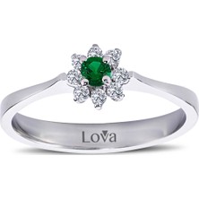 Lova Pırlantalı Zümrüt Çiçek Yüzük 1030158