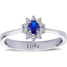 Lova Pırlantalı Oval Safir Anturaj Yüzük 1050243