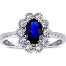 Lova Pırlantalı Oval Safir Anturaj Yüzük 1070079