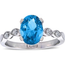 Lova Pırlantalı Oval Blue Topaz Yüzük 1080058