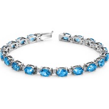 Lova Pırlantalı Oval Blue Topaz Bileklik 4080003