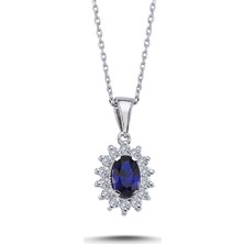 Lova Pırlantalı Oval Safir Anturaj Kolye 2030021