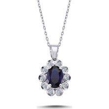 Lova Pırlantalı Oval Safir Anturaj Kolye 2070016