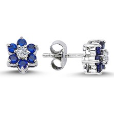 Lova Pırlantalı Safir Papatya Küpe 3020005