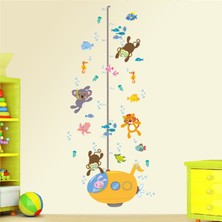 Cosy Home Gift Çocuk Odası Grafik Boy Ölçer Tablo Deniz Altı Hayvanları Animasyon