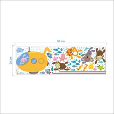 Cosy Home Gift Çocuk Odası Grafik Boy Ölçer Tablo Deniz Altı Hayvanları Animasyon