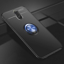 Case 4U Huawei Mate 10 Lite Kılıf Yüzüklü Darbeye Dayanıklı (Mıknatıslı Araç Tutucu Uyumlu) Siyah - Mavi