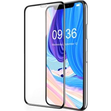 Case 4U Apple iPhone XS - iPhone 11 Pro Tam Kaplayan Tamperli Cam Ekran Koruyucu Curved Kırılmaz Kenar Siyah