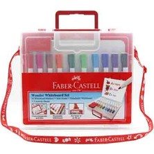 Faber-Castell 10 Renk Çantalı Beyaz Tahta Kalemi Seti İnce Uçlu Yazı Tahtası Kalemi