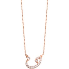 Harem Altın Zirkon Taşlı Vav Gümüş Kolye - Gms482