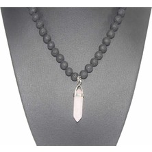 Rd Ekoavm Pembe Kuars Doğal Taş Kolye Rdtskly020