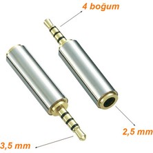 Boblov Stereo 4 boğum 3.5mm Erkek to 2.5mm dişi çevirici metal jak