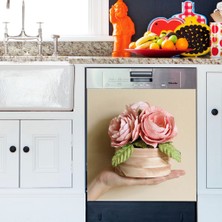 Tilki Dünyası Pembe Tutku Bulaşık Makinası Kapak Stickerı