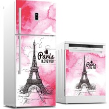 Tilki Dünyası Paris Buzdolabı, Bulaşık Makinesi ve Ocak Arkası Set Yapışkanlı Folyo 0034