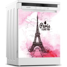 Tilki Dünyası Paris Desenli Bulaşık Makinesi Kapak Sticker 0059