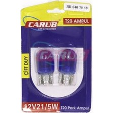 Carub Ampul 12V T20 21W Park Çift Duy Cam Mavi
