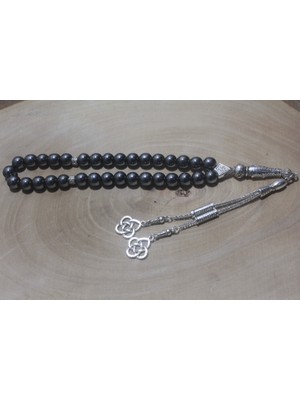 Rd Ekoavm Çift Püskül Kazaz Uçlu Küre Kesim  8 mm Hematit Tespih Tesbih Rdt1234