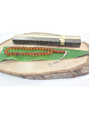 Rd Ekoavm Tek Püskül Tuğra Uçlu Küre Kesim 8 mm Tesbih Karınca Fosilli Akrilik Tespih Rdt2040