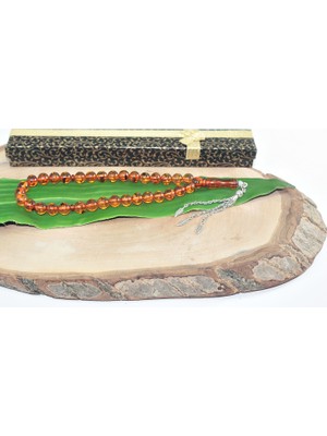 Rd Ekoavm Üç Püskül Yaprak Uçlu Küre Kesim 8 mm Tesbih Karınca Fosilli Akrilik Tespih Rdt2052