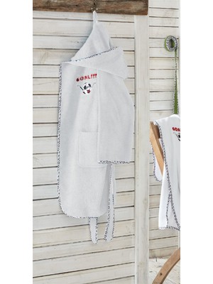 Ecocotton Funny Football Erkek Çocuk Bornozu Beyaz 11-12 Yaş