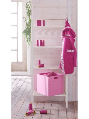 Ecocotton Little Bird Kız Çocuk Bornozu Fuşya Krem 7-8 Yaş