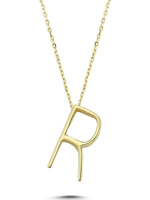 Glorria Altın 3 Boyutlu R Harf Kolye