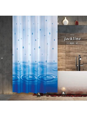 Zethome Banyo Perdesi 1x180x200 Tek Kanat Duş Perdesi Halka Hediyeli Duşakabin Perdesi 5020 Mavi