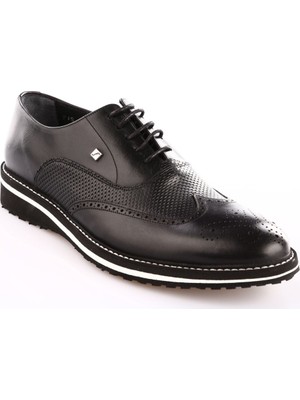 Fosco 8571 Erkek Çizgili Eva Taban M Model Klasik Ayakkabı Siyah