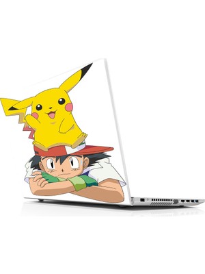 Sticker Master Pokemon Hello Picachu with Ash Laptop Sticker Oto Motor Pc Etiket