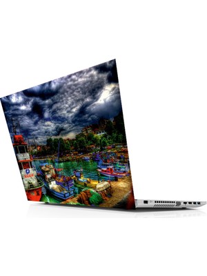 Sticker Master Şehir Ve Marina Laptop Sticker Oto Motor Pc Etiket