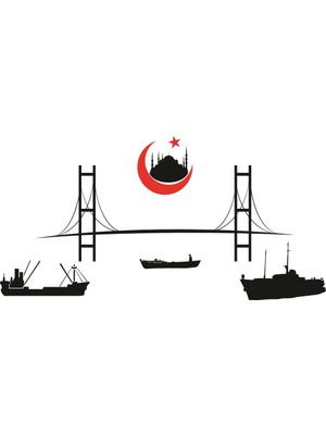 Sticker Master İstanbul Siluet Vapur Duvar Sticker Oto Motor Pc Etiket
