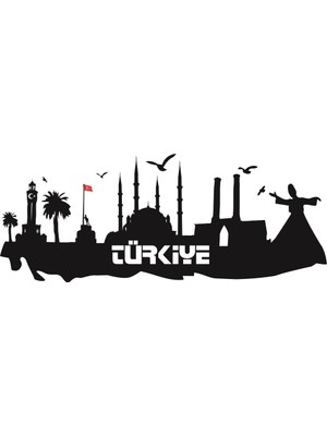 Sticker Master Türkiye Silueti Duvar Sticker Oto Motor Pc Etiket
