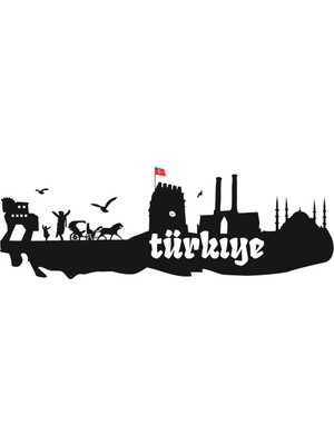 Sticker Master Türkiye Silueti Duvar Sticker 3 Oto Motor Pc Etiket