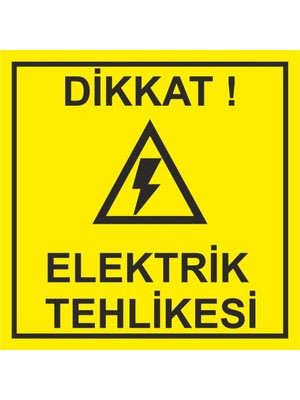 Sticker Master Dikkat Elektrik Tehlikesi Uyarı Levhası Sticker Oto Motor Pc Etiket