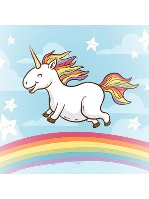 Sticker Master Mutlu Unicorn Çocuk Odası Sticker Oto Motor Pc Etiket