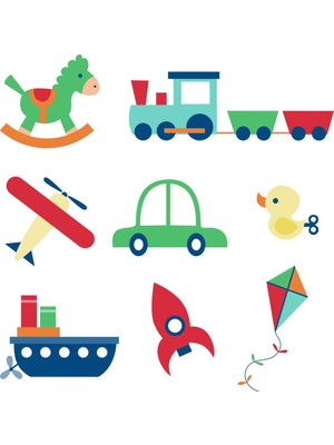 Sticker Master Renkli Oyuncaklar Çocuk Odası Sticker Oto Motor Pc Etiket
