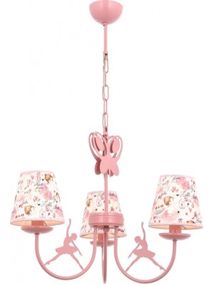 AVONNI AV-1416-BALLERINA Pembe Boyalı Modern Avize E14 Metal Kumaş 52cm